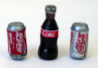 Tiny Coke Bottle and Can